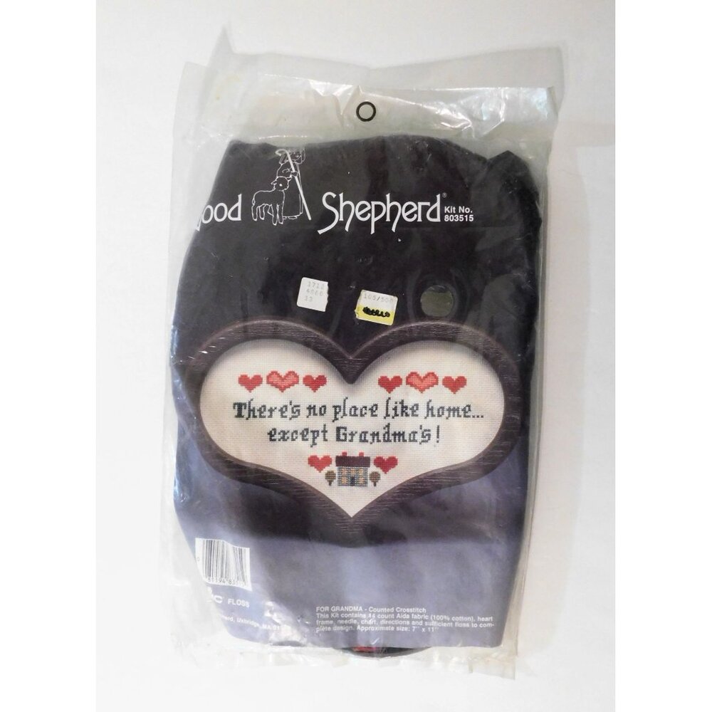Vintage 1984 Good Shepherd For Grandma Counted Cross-Stitch Kit Heart Frame